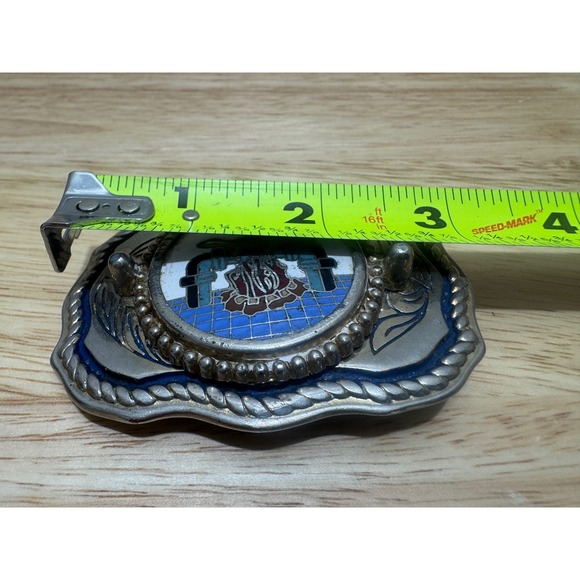 Vintage Native American Style Metal Belt Buckle Inlaid Design - Picture 8 of 16